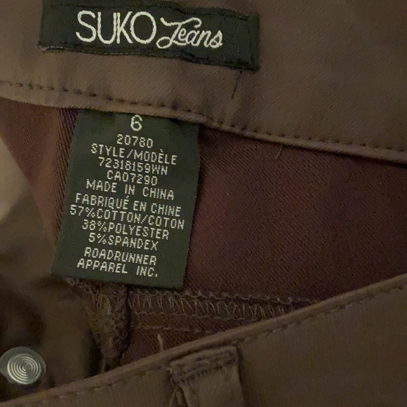 Coated Burgundy Suko jeans. Leatherette material. Size 6. - Picture 5 of 6
